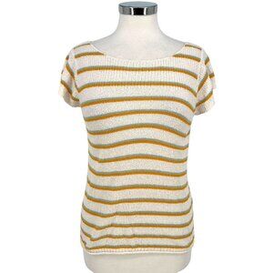 Madewell Striped Short Sleeve Sweater Top White Yellow Size Small